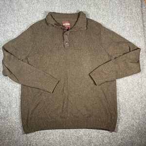 Alesbury Sweater 1/4 Button Men's XL Brown Speckled Pullover Preppy Hipster Golf